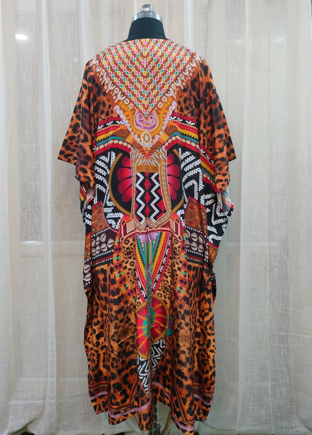 POLY CREPE DIGITAL PRINT LONG KAFTAN BROWN MULTY (2) 0053