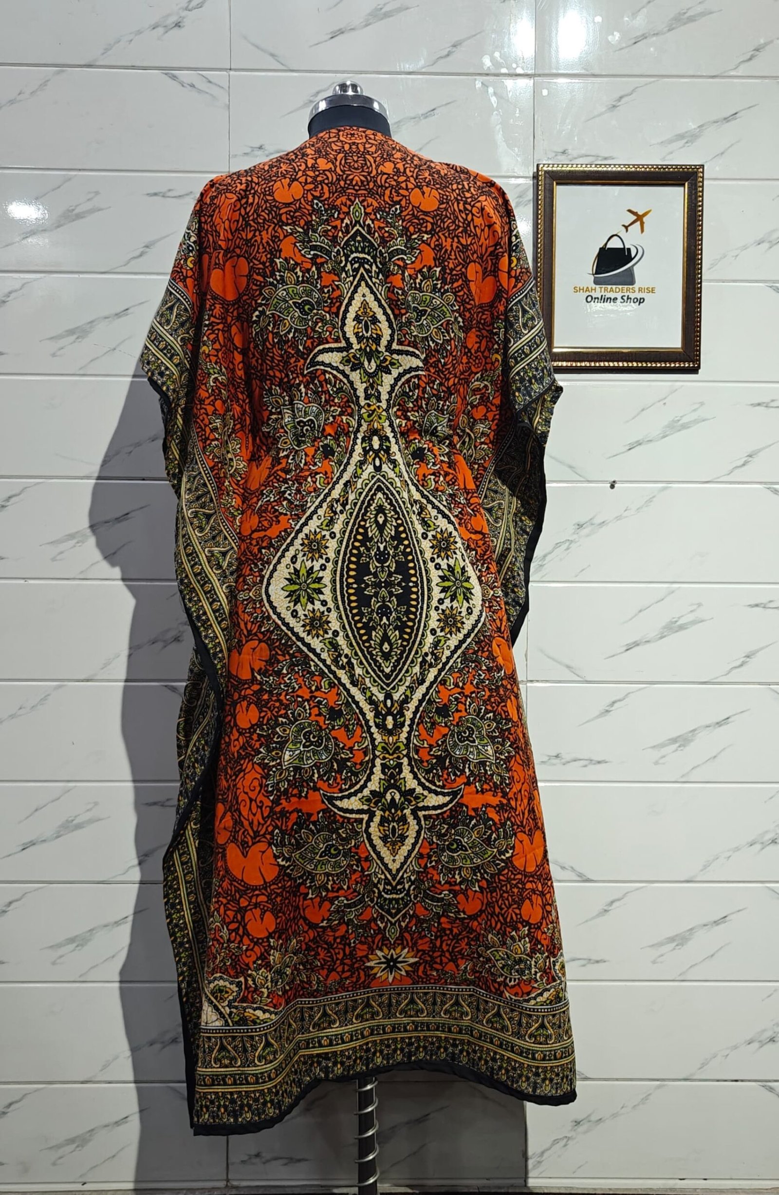 POLYISTER LONG KAFTAN ORANGE (1) 0023