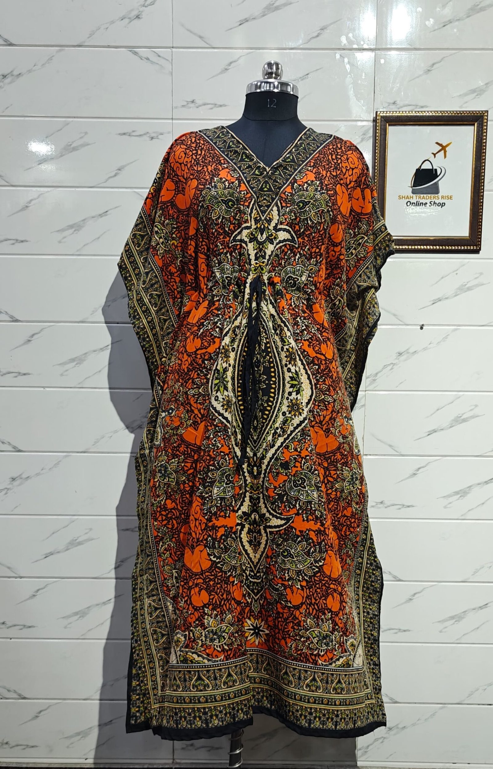 POLYISTER LONG KAFTAN ORANGE (2) 0023