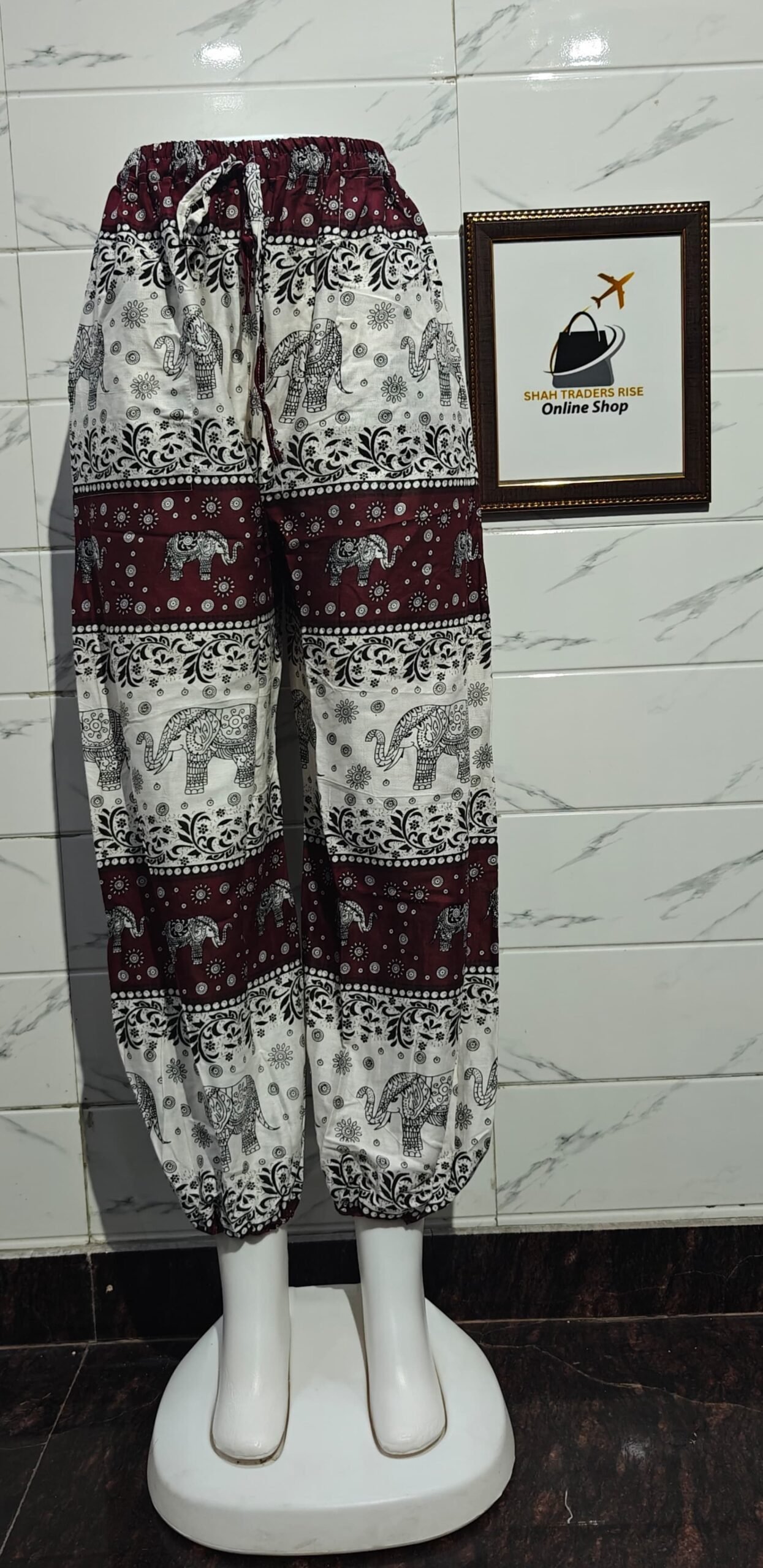 RAYON ELEPHANT MULTI BALOON TROUSER BROWN (1) 0030