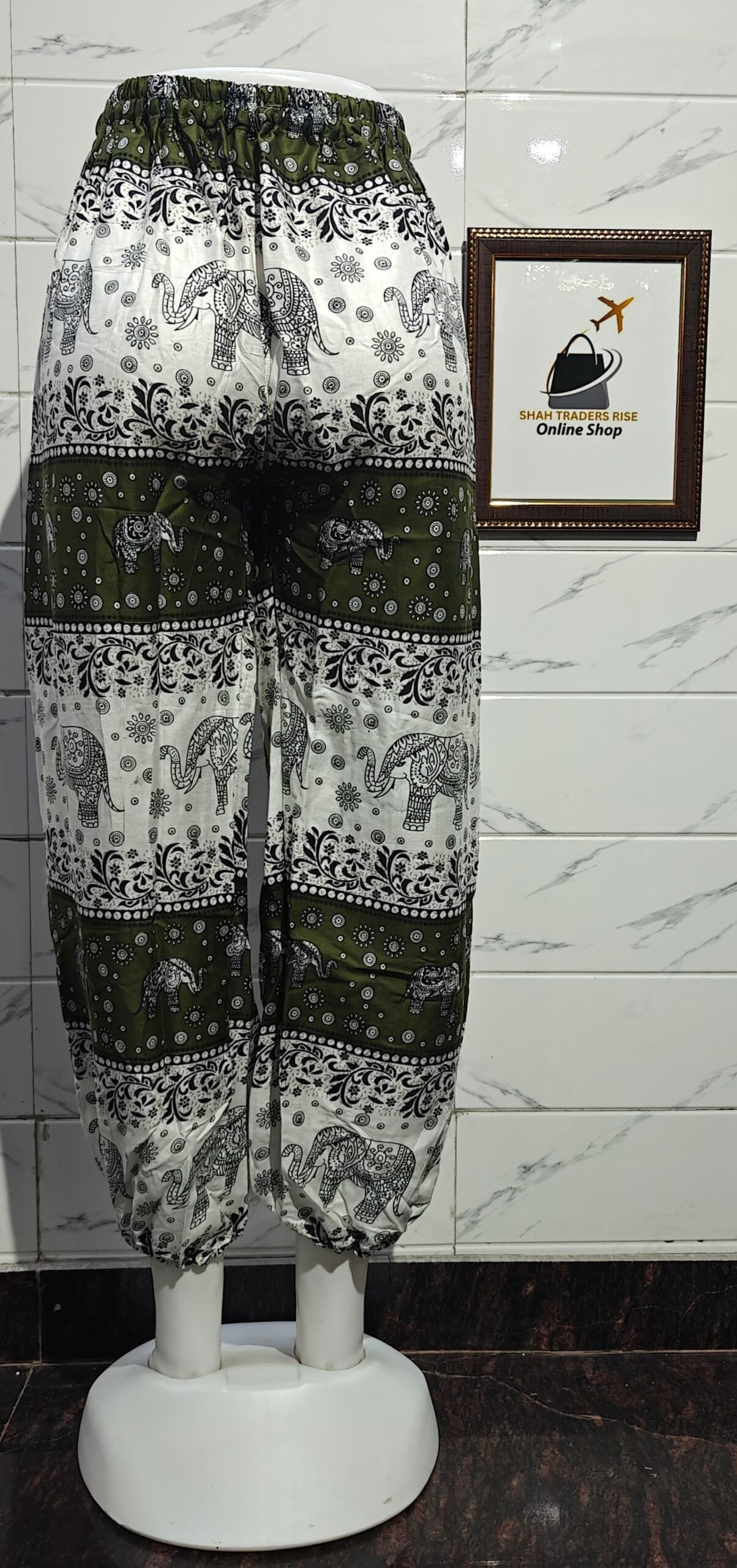 RAYON ELEPHANT MULTI BALOON TROUSER GREEN (3) 0031
