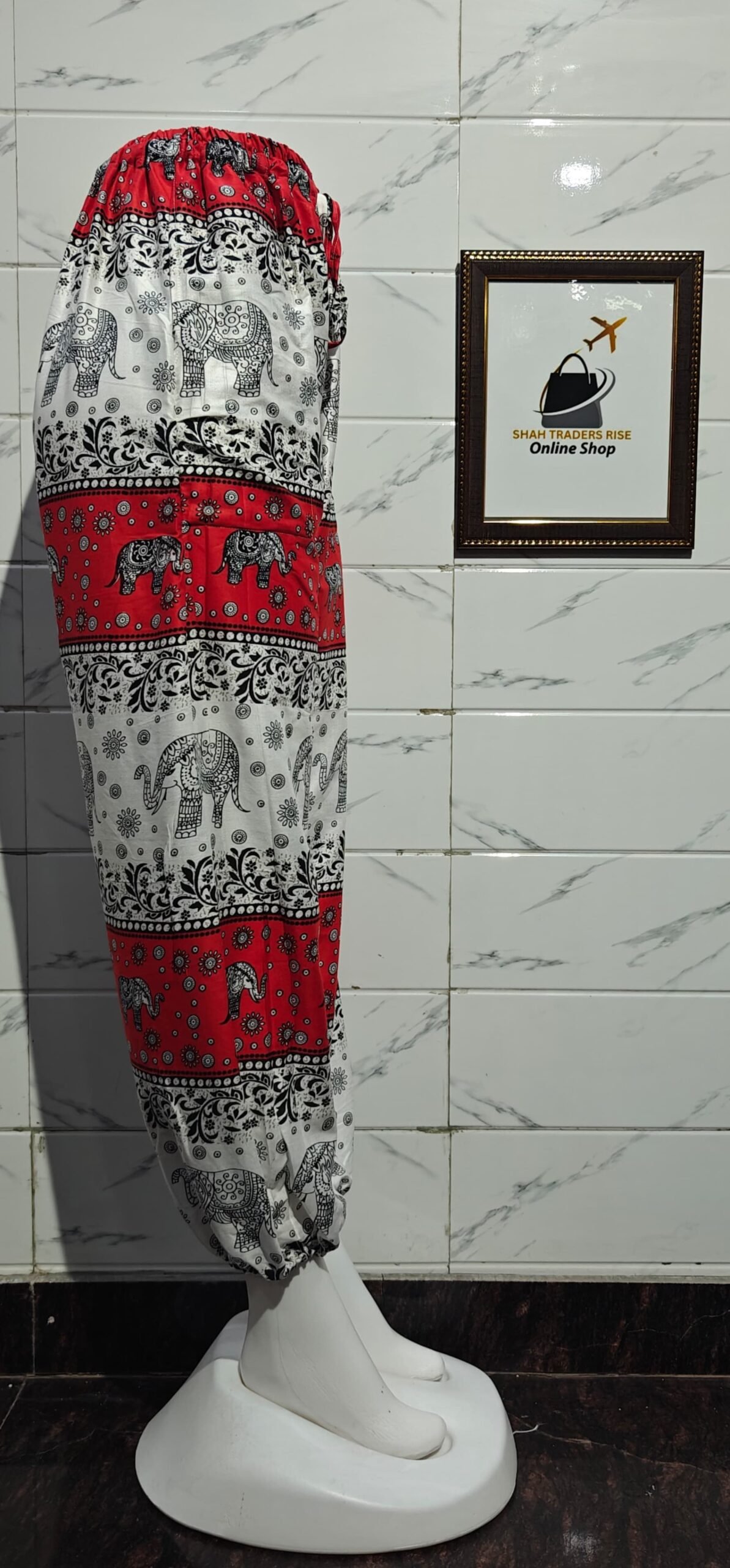 RAYON ELEPHANT MULTI BALOON TROUSER RED (2) 0029
