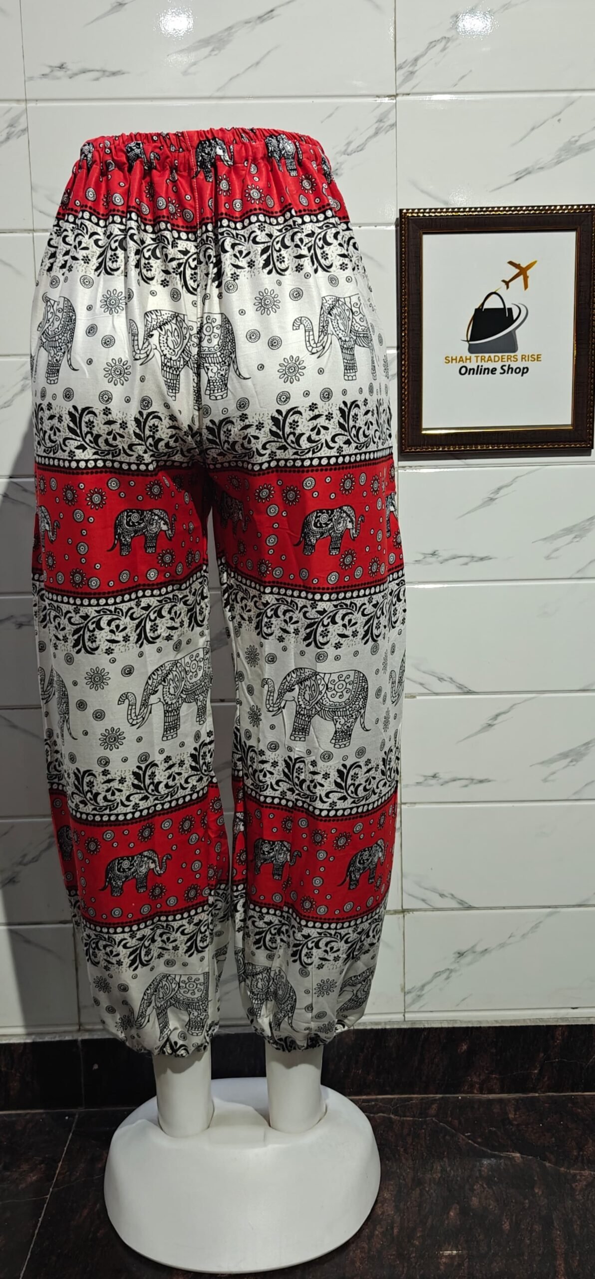 RAYON ELEPHANT MULTI BALOON TROUSER RED (3) 0029