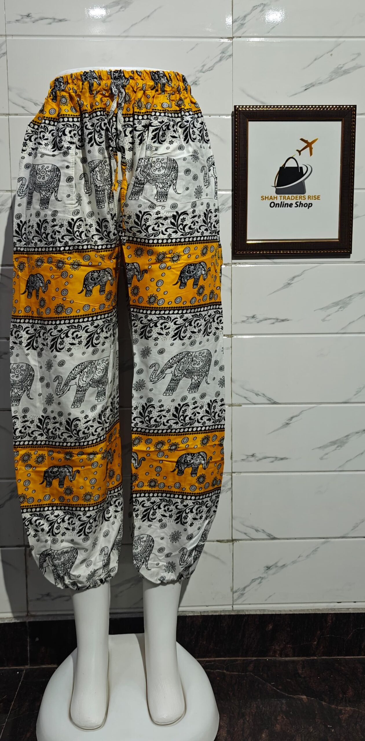 RAYON ELEPHANT MULTI BALOON TROUSER YELLO (1) 0028