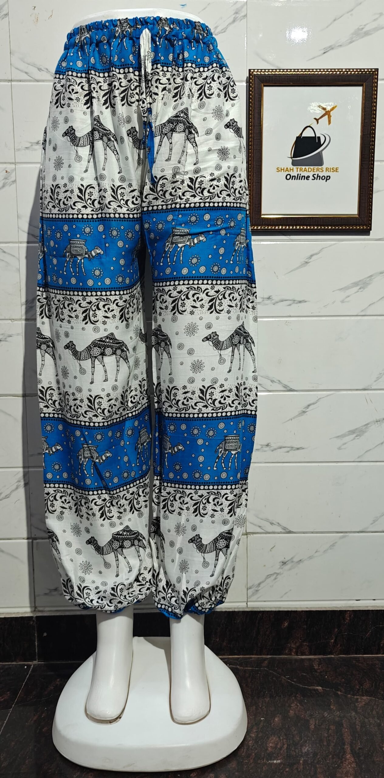 RAYON ELEPHANT MULTI DESING BALOON TROUSER SKY BLUE (1) 0026