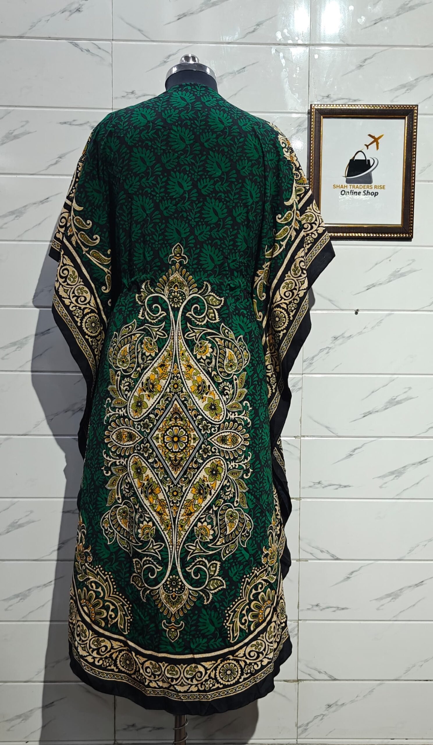 RAYON ROUND BOTTOM LONG KAFTAN GREEN (2) 0020