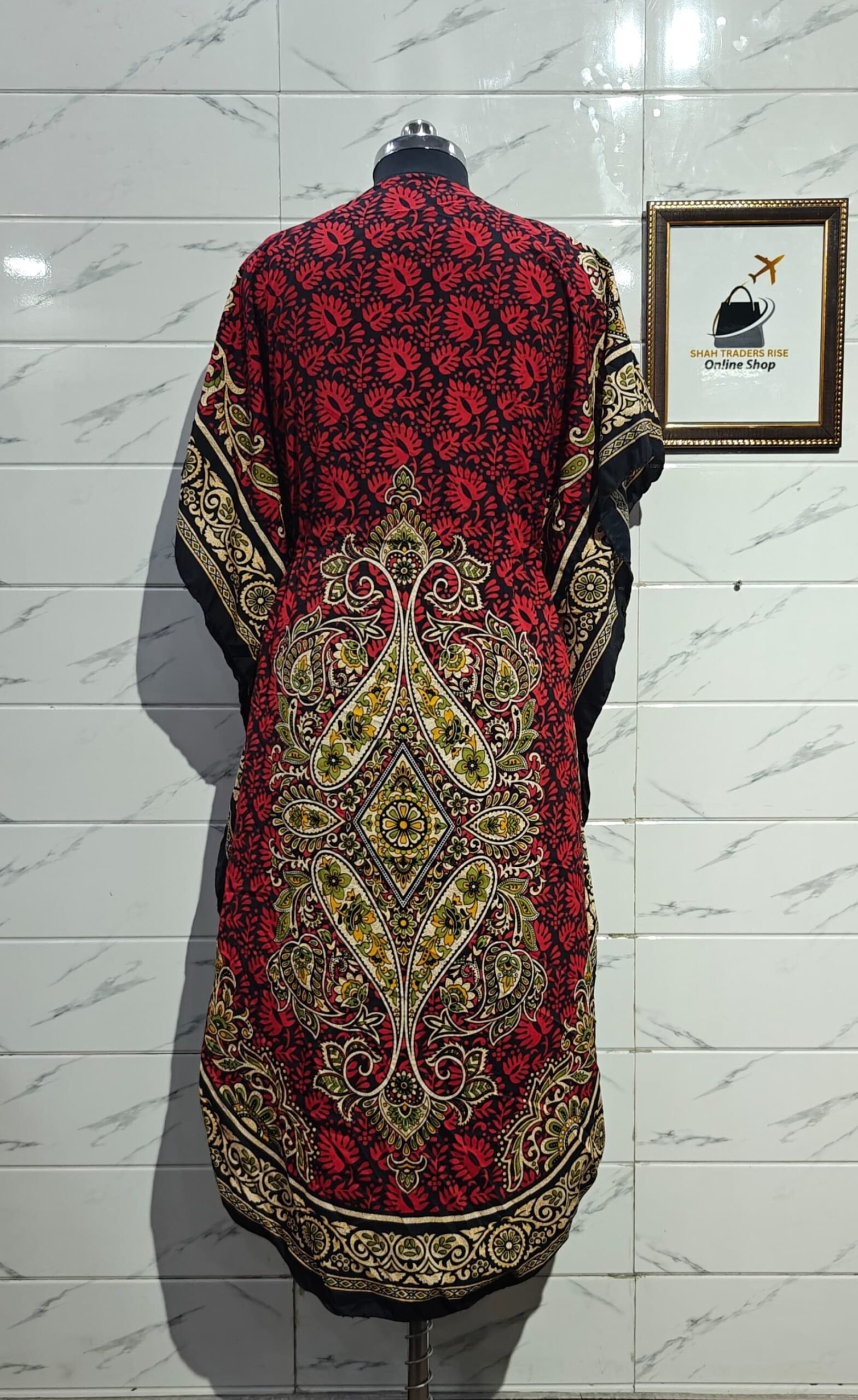 RAYON ROUND BOTTOM LONG KAFTAN RED (1) 0021