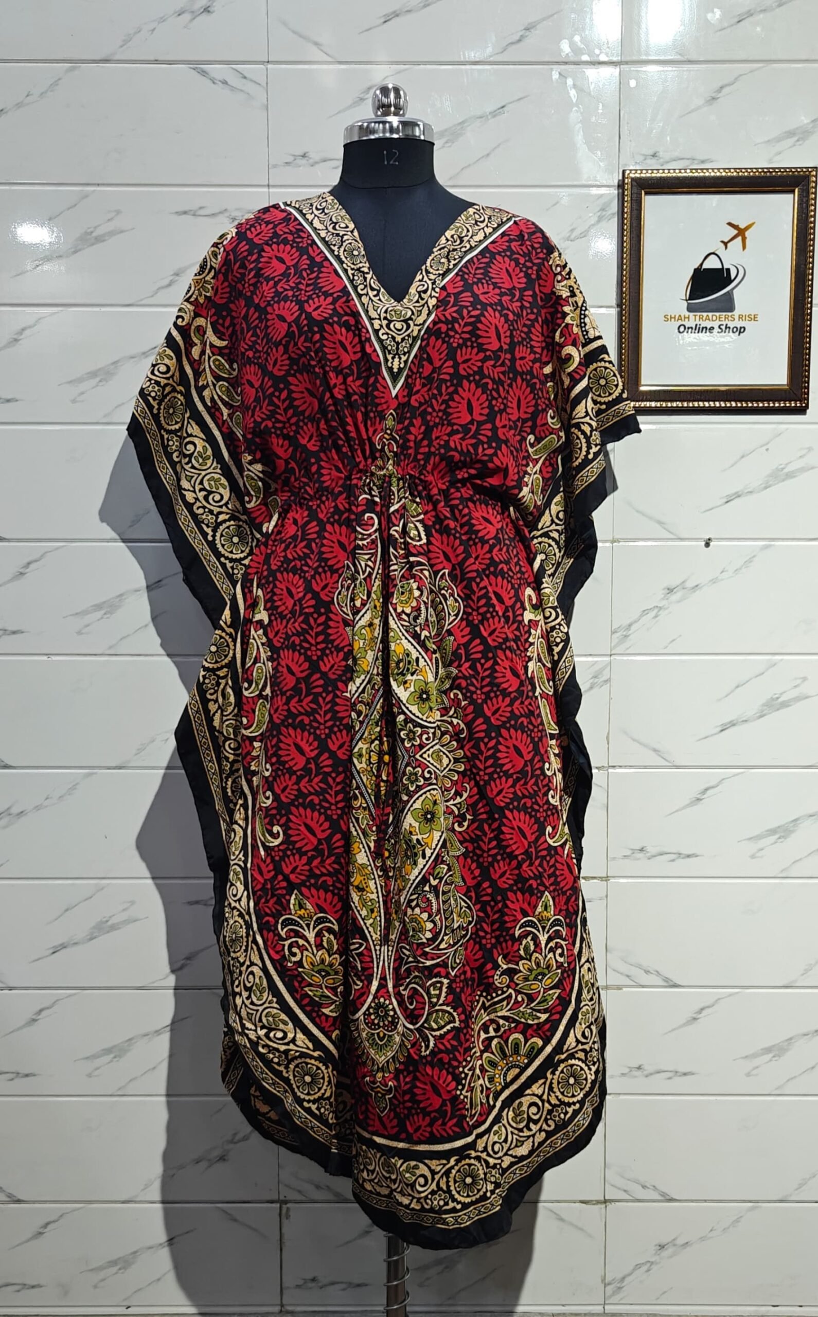 RAYON ROUND BOTTOM LONG KAFTAN RED (2) 0021
